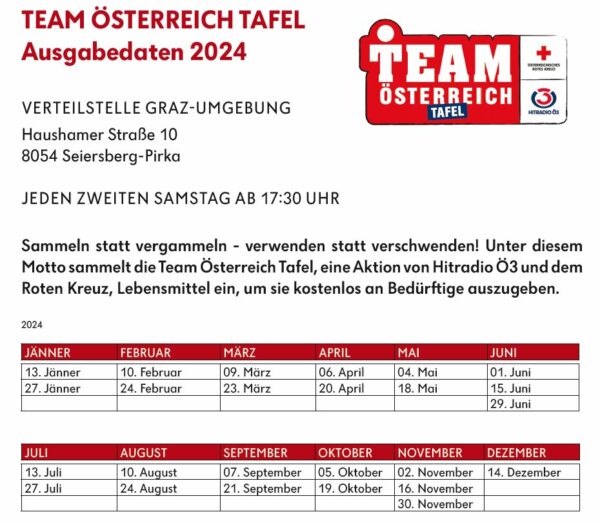 Team Österreich Tafel Termine 2024