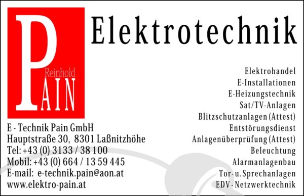 E-Technik Pain Visitenkarte
