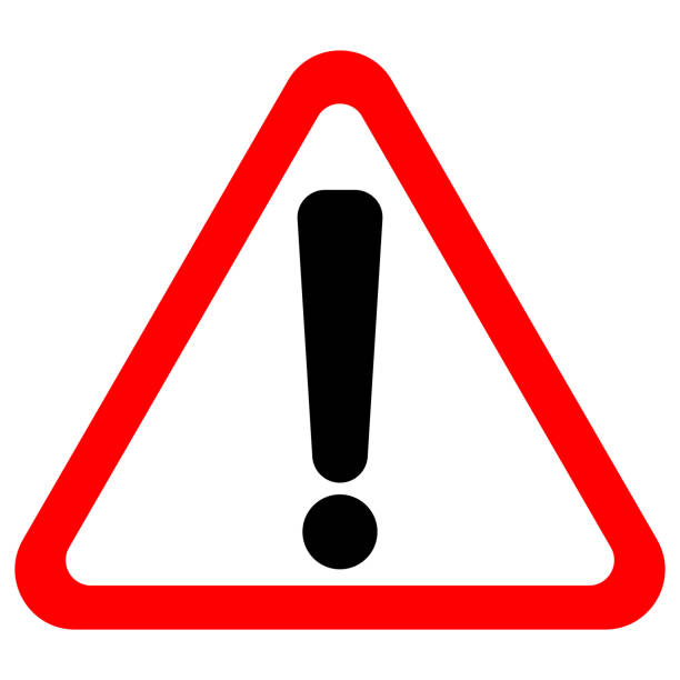 Exclamation point sign in red triangle. Vector icon.